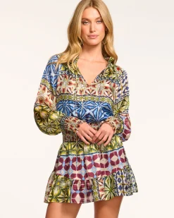 Fashion Ashalina Silk Long Sleeve Mini Dress Dresses