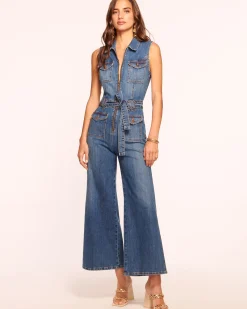 Fashion Bell Cropped Denim Jumpsuit Dresses | Denim