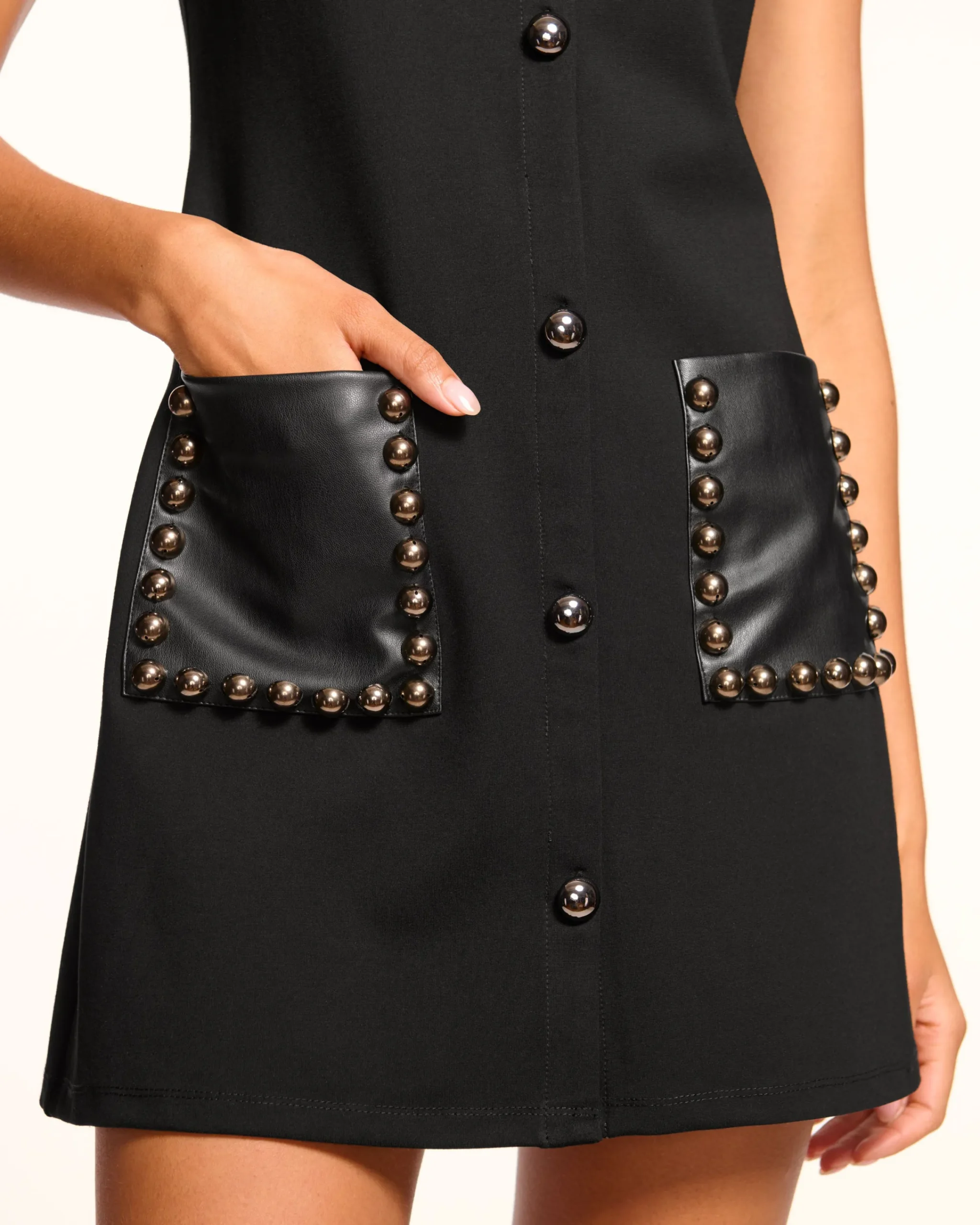 Clearance Bryanna Studded Ponte Mini Dress Dresses