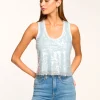 Fashion Chelsey Sequin Scoop Neck Tank Top Tops