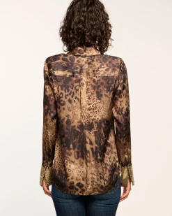 Hot Chrystal Embellished Button Down Top Tops
