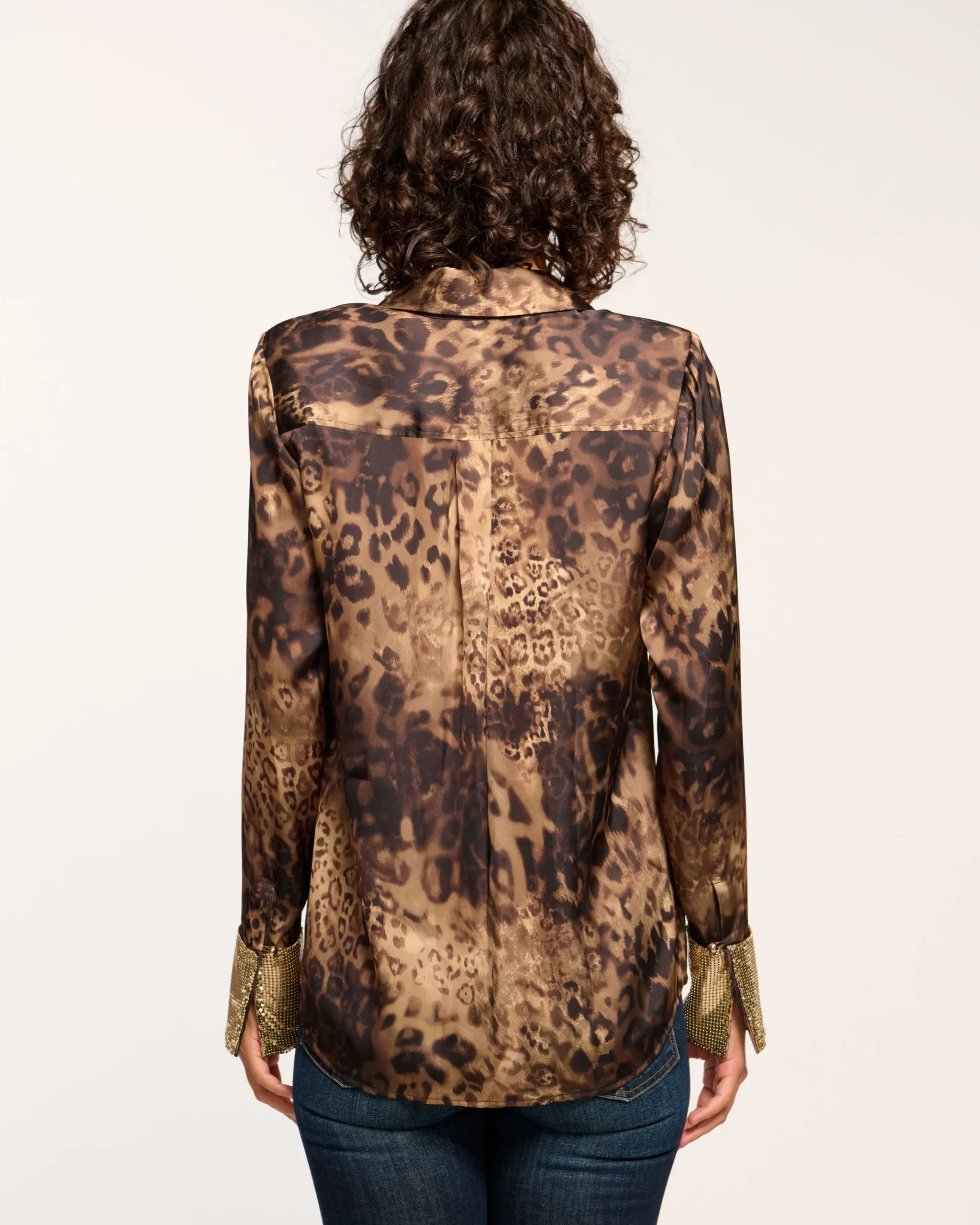 Hot Chrystal Embellished Button Down Top Tops