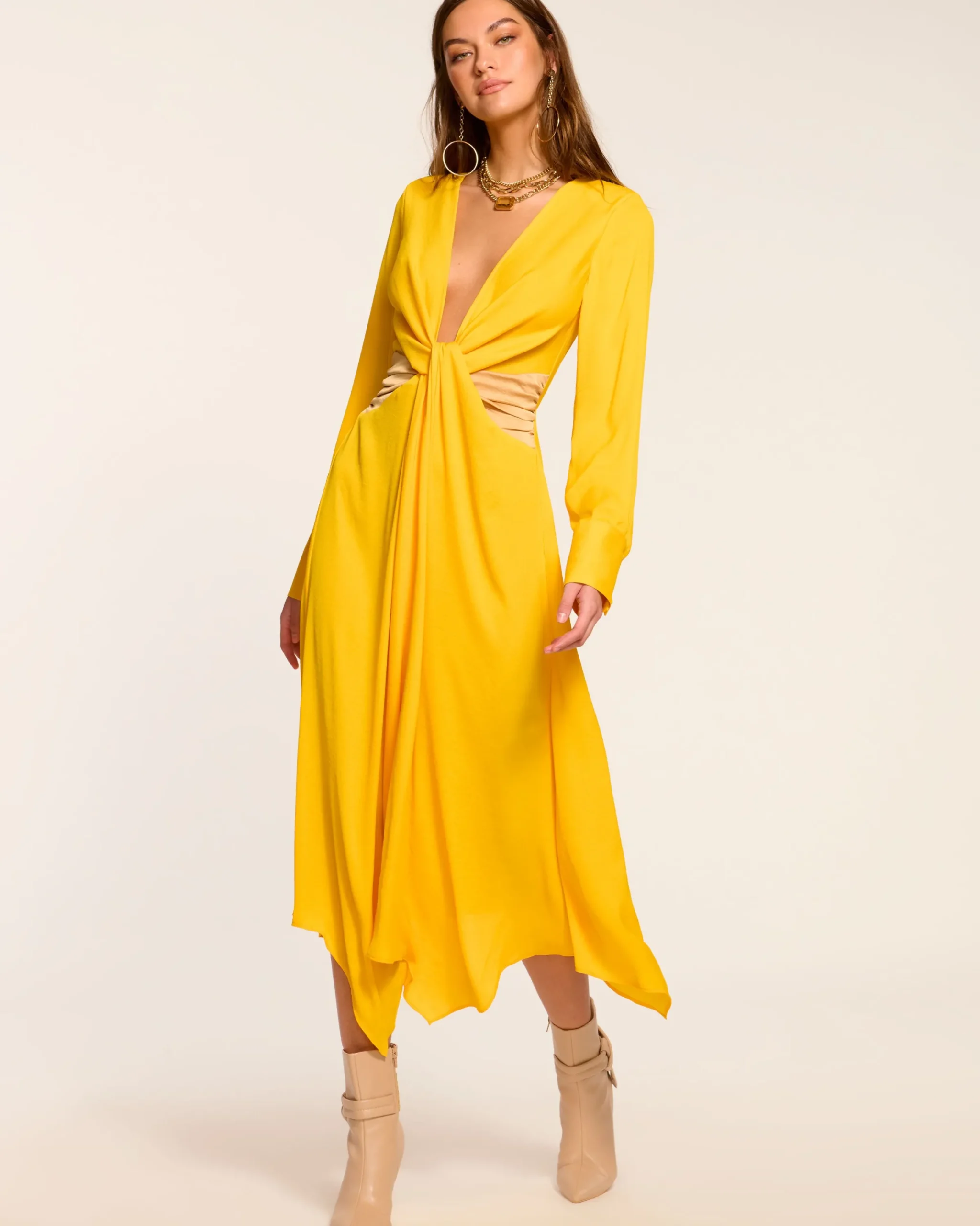 Outlet Colorblock Tatia Long Sleeve Midi Dress Dresses