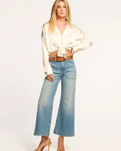 Clearance Cropped Clifford Wide Leg Jean Denim | Bottoms