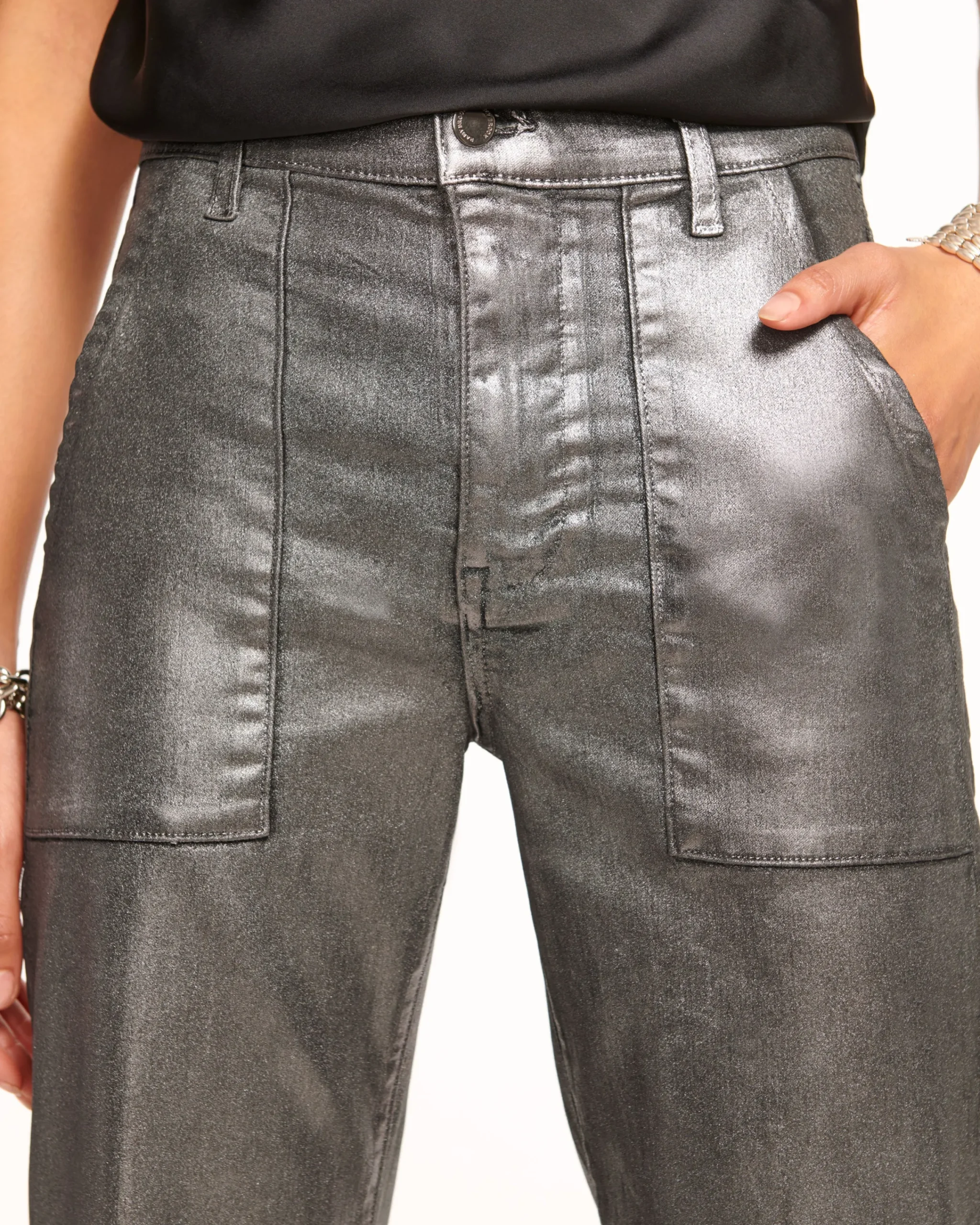 Clearance Cropped Metallic Clifford Jean Denim | Bottoms