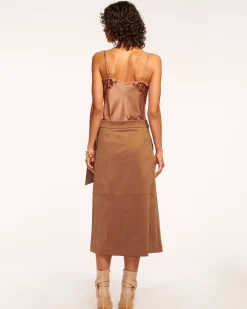 Online Delphia Faux Suede Midi Skirt Bottoms