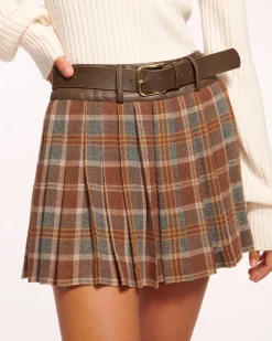Best Derrick Pleated Belted Mini Skirt Bottoms