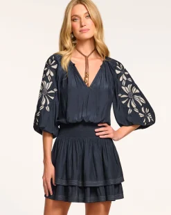 Hot Devorah Smocked Embellished Mini Dress Dresses