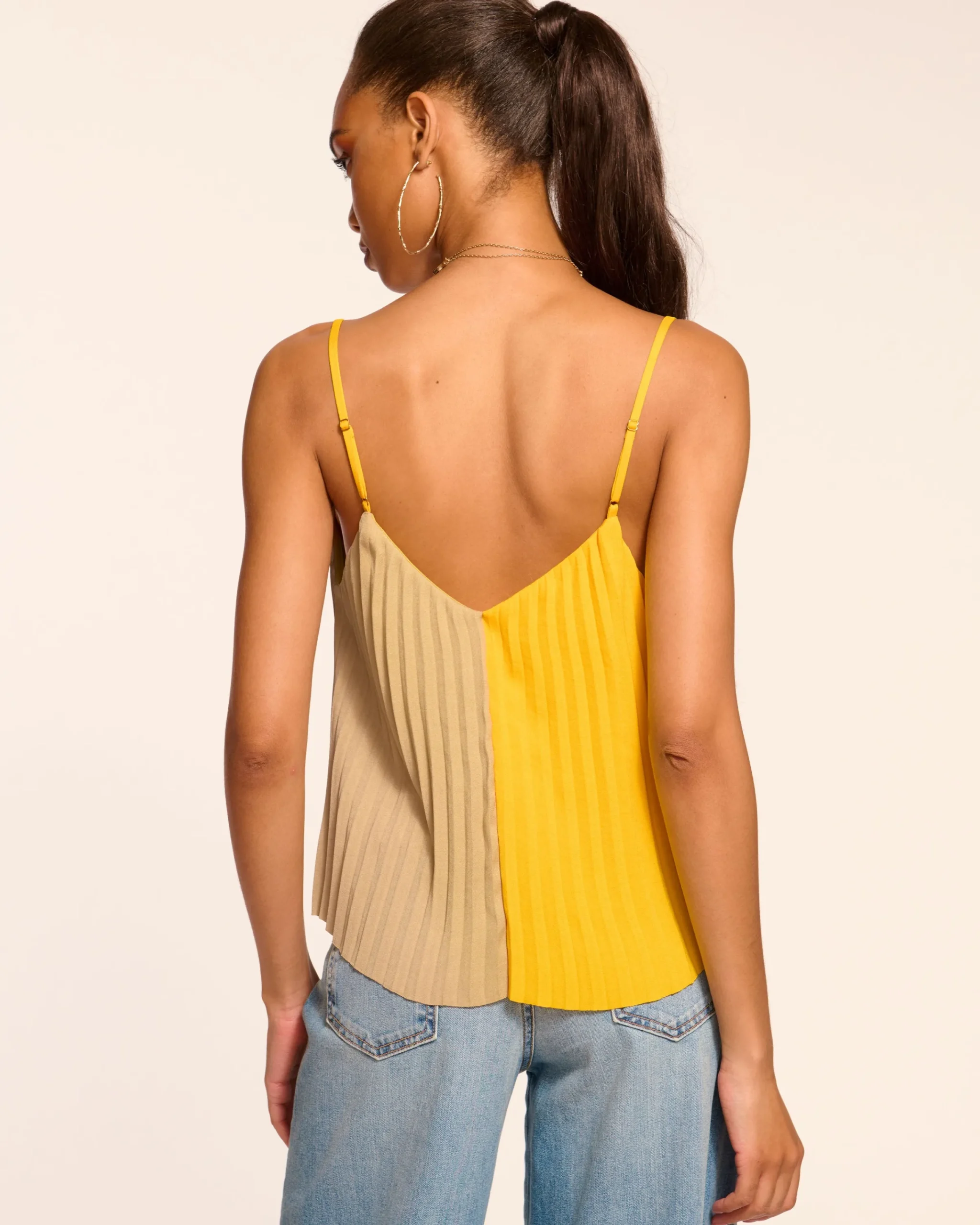 Hot Eda Colorblock Pleated Tank Top Tops