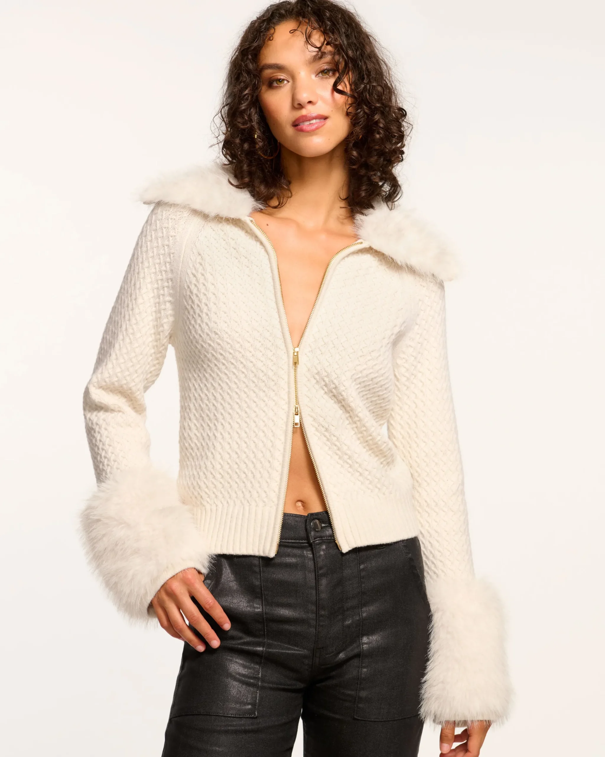 New Felix Faux Fur Cardigan Sweater Tops | Sweaters