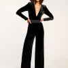 Fashion Gabriel Velvet Plunging Jumpsuit Dresses | Jumpsuits