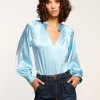 Clearance Gayle Silk Long Sleeve Blouse Tops