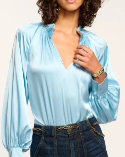 Clearance Gayle Silk Long Sleeve Blouse Tops