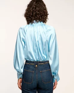Clearance Gayle Silk Long Sleeve Blouse Tops