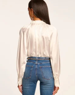 Clearance Gayle Silk Long Sleeve Blouse Tops