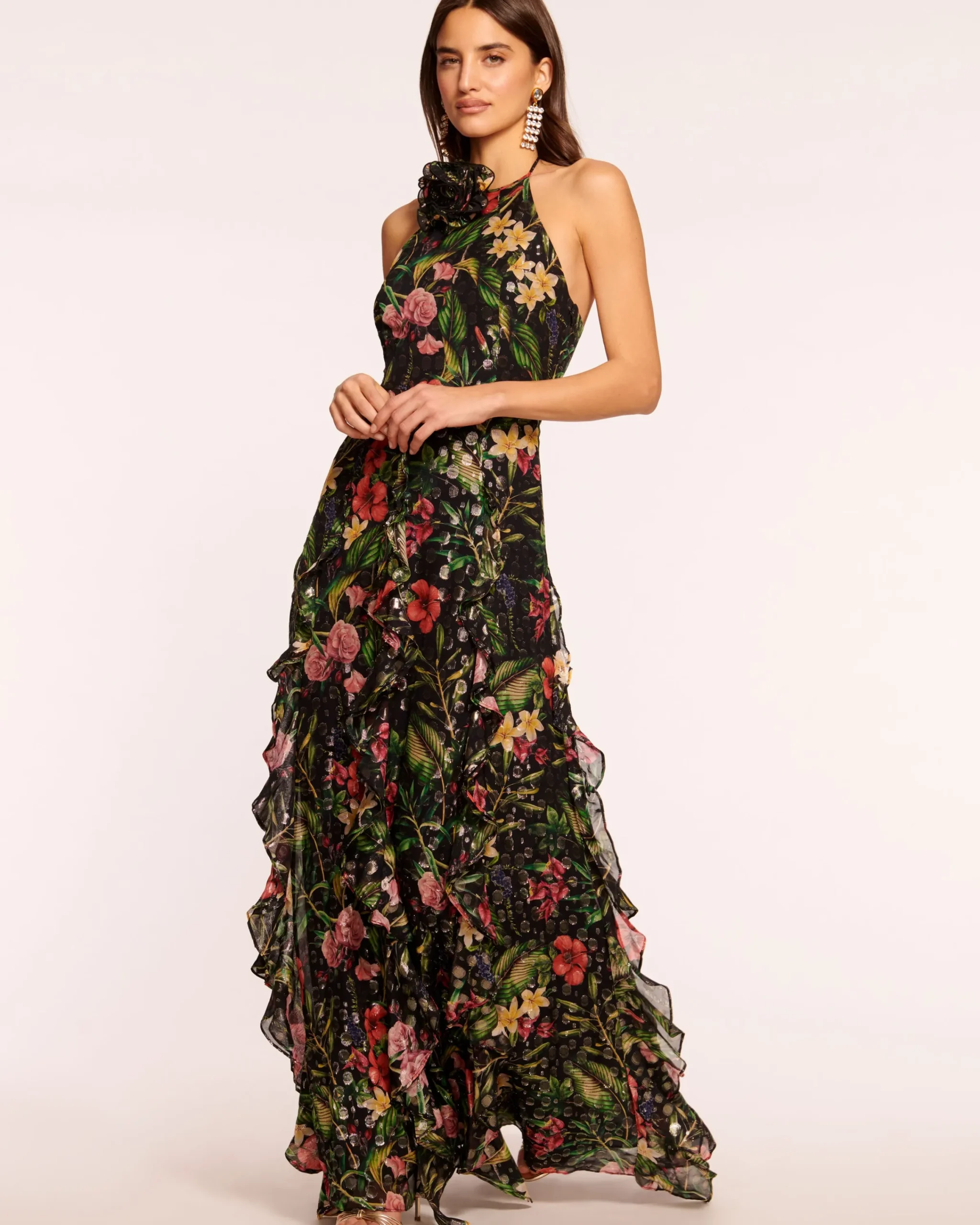 Discount Idella Ruffle Halter Gown Dresses