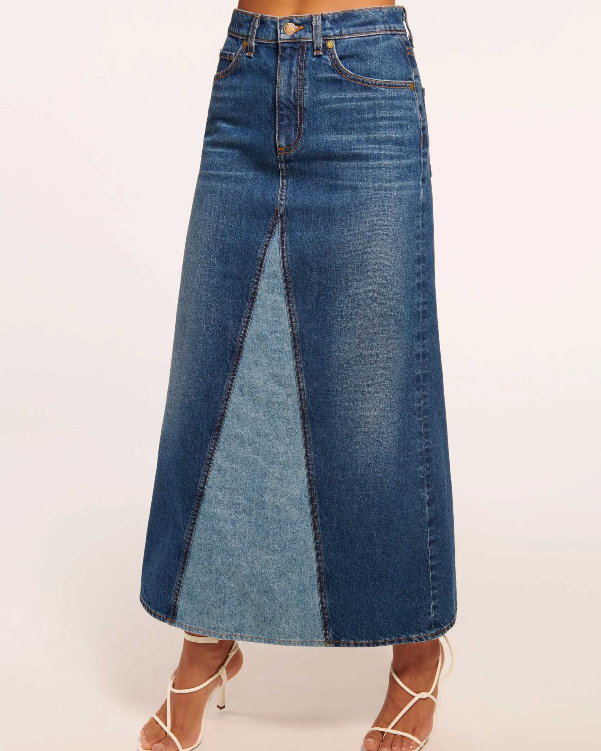 Hot Jannie Two-Tone Denim Maxi Skirt Denim | Bottoms