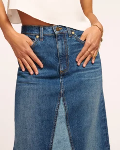 Hot Jannie Two-Tone Denim Maxi Skirt Denim | Bottoms