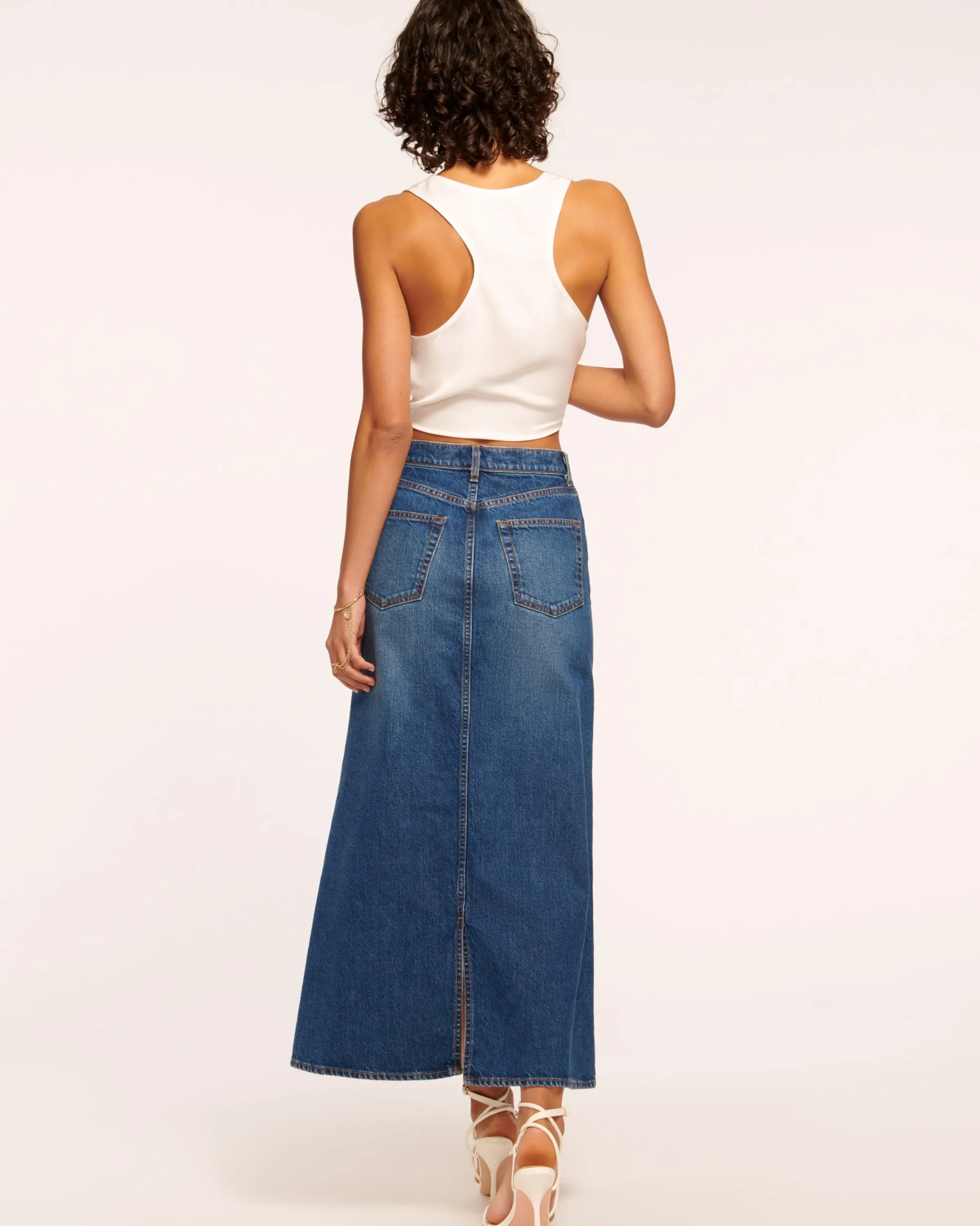 Hot Jannie Two-Tone Denim Maxi Skirt Denim | Bottoms