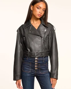 Sale Layana Faux Leather Motorcycle Jacket Jackets