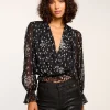 Clearance Levi V-Neck Ruffle Blouse Tops