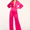 Best Madelane Plunging Long Sleeve Jumpsuit Dresses | Jumpsuits