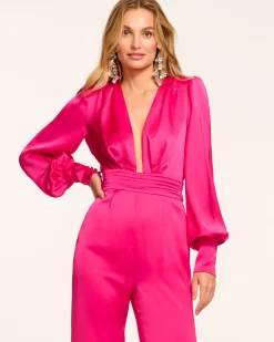 Best Madelane Plunging Long Sleeve Jumpsuit Dresses | Jumpsuits