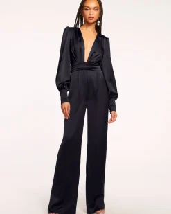 Best Madelane Plunging Long Sleeve Jumpsuit Dresses | Jumpsuits