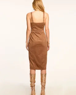 Outlet Margery Faux Suede V-Neck Midi Dress Dresses