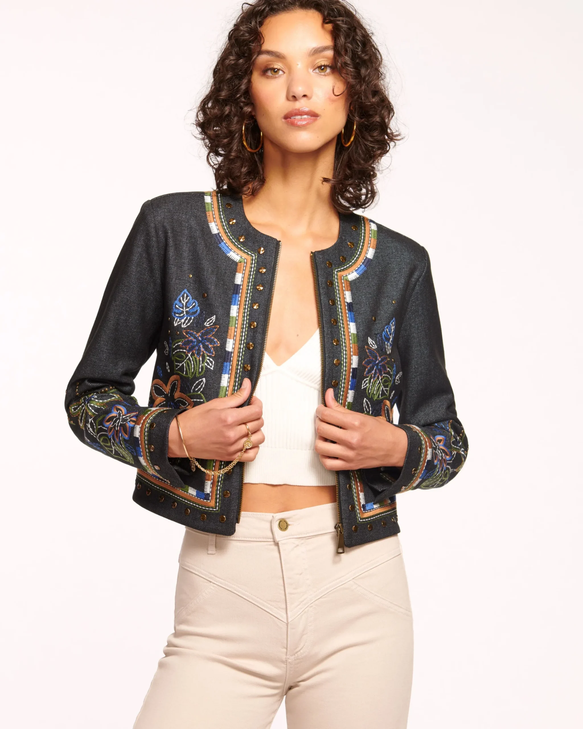 New Mav Embroidered Denim Jacket Denim | Jackets