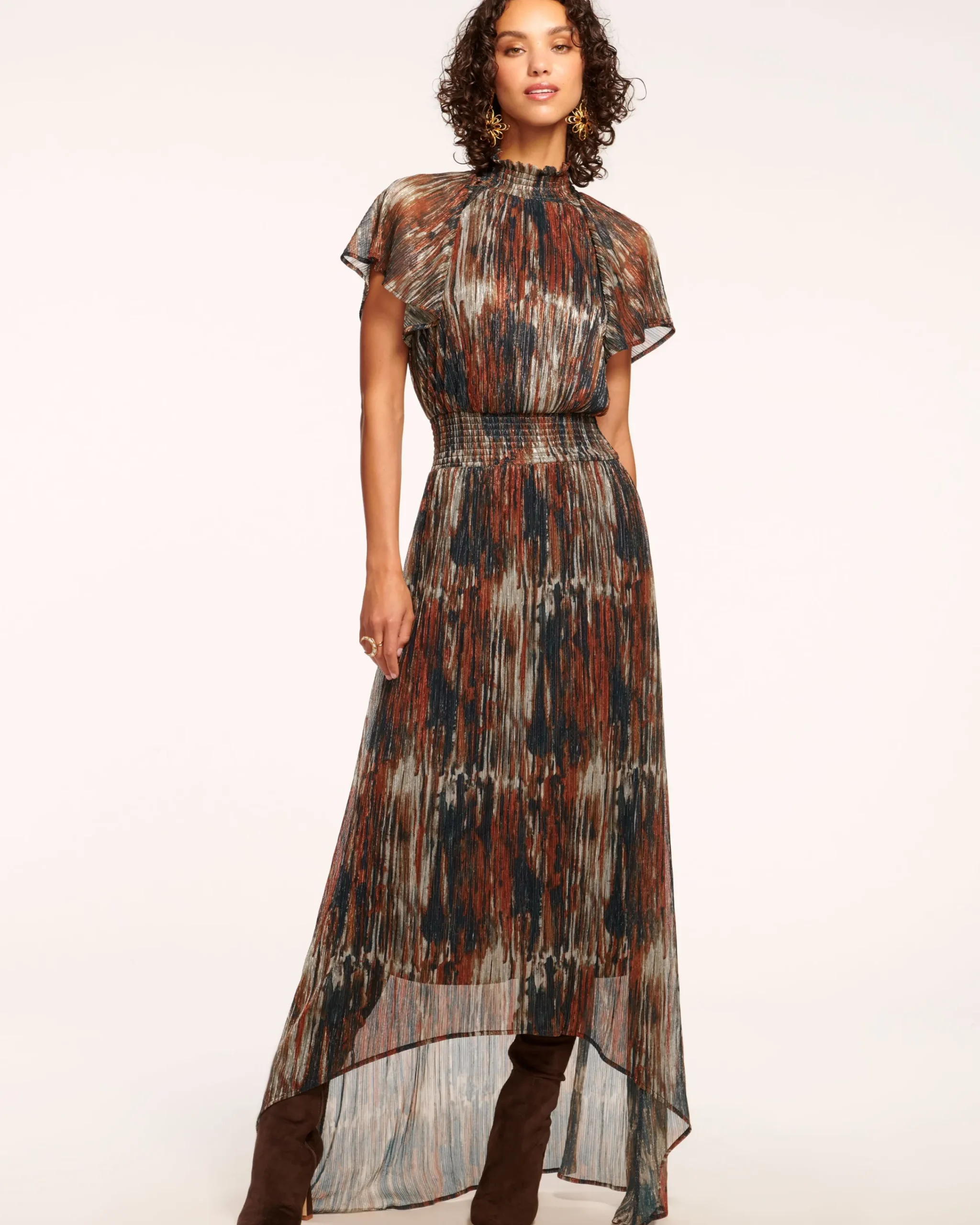 Discount Mellie Smocked Flutter Sleeve Maxi Dress Dresses