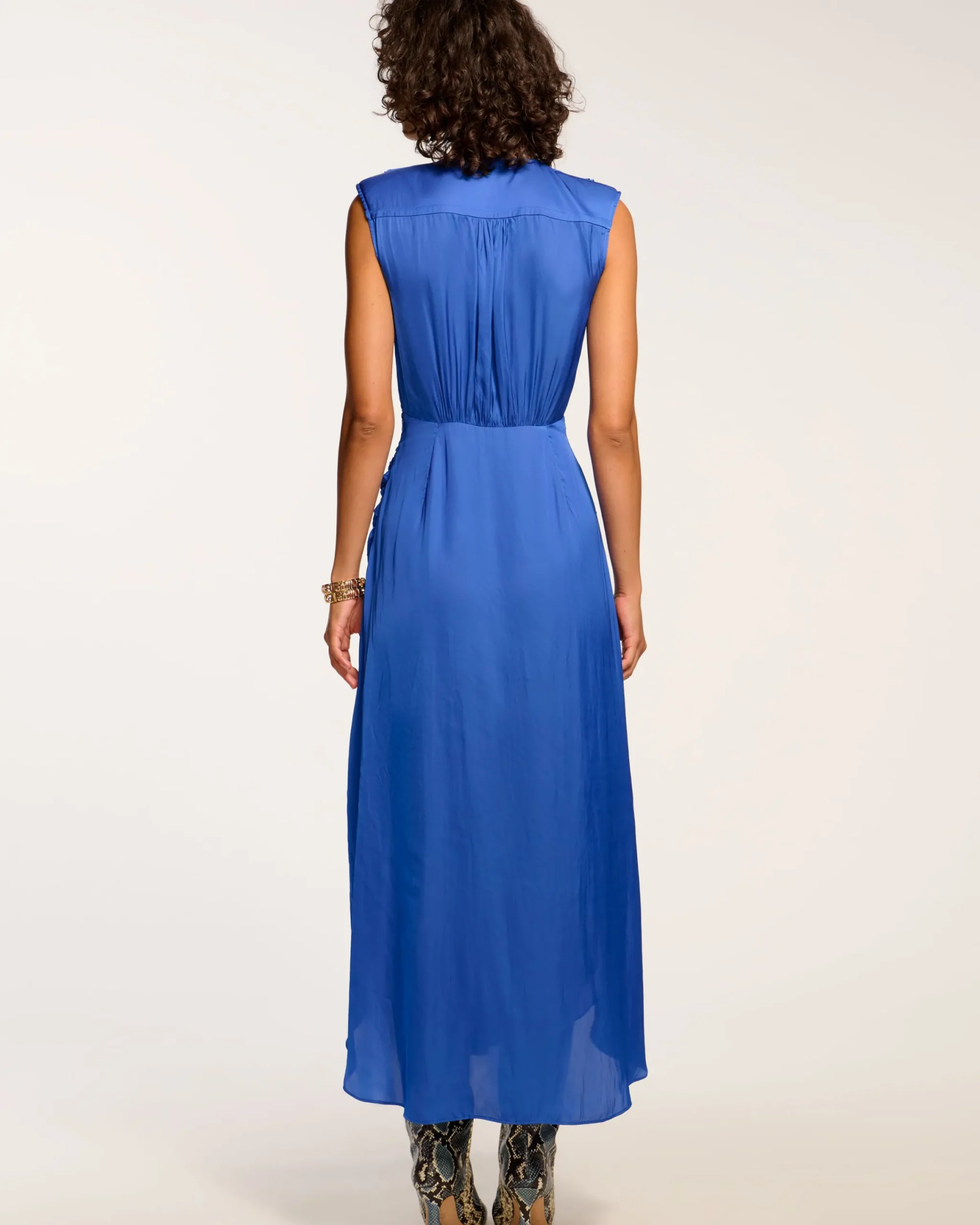 Online Olive Ruffle V-Neck Midi Dress Dresses