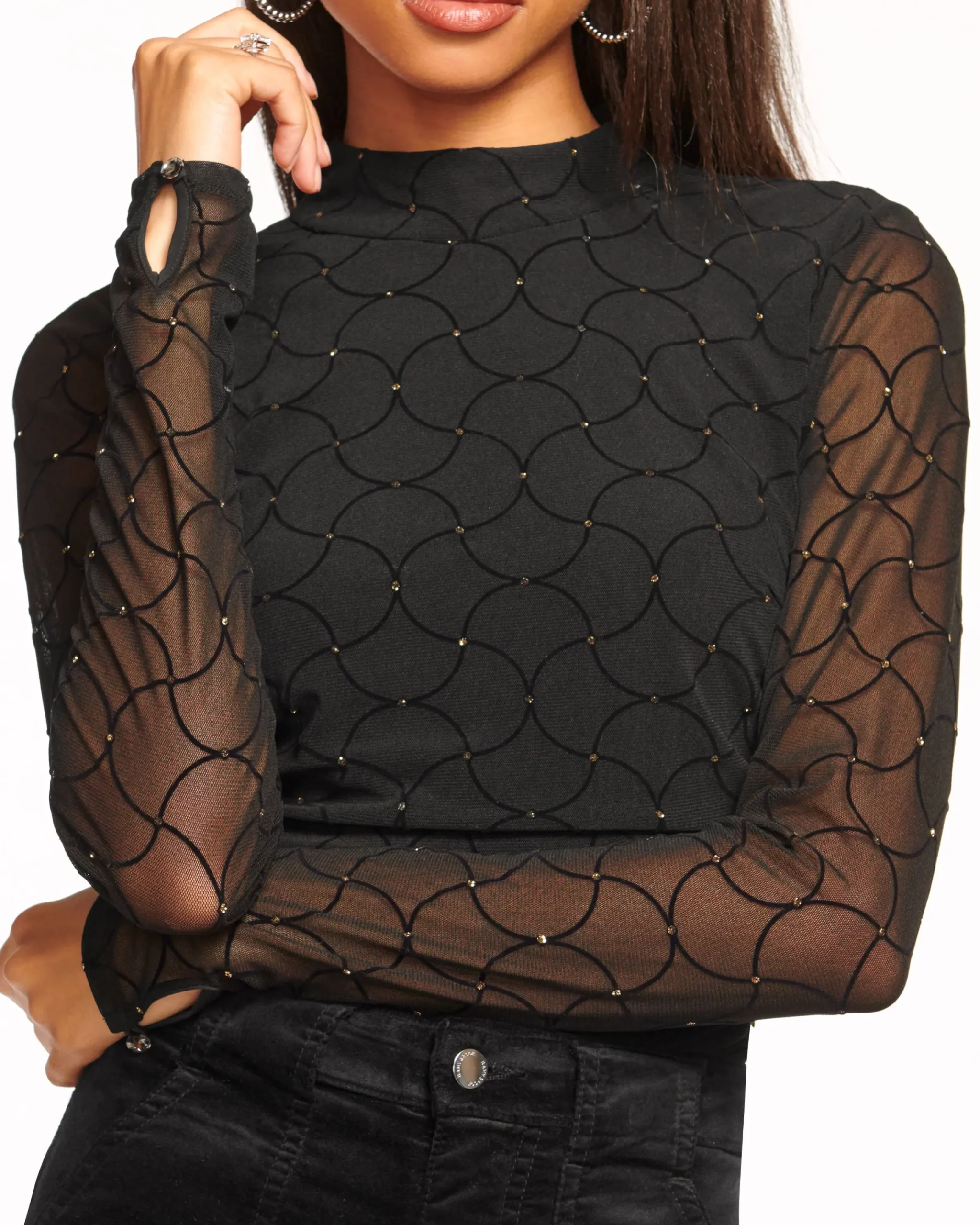 Outlet Opal Embellished Turtleneck Top Tops