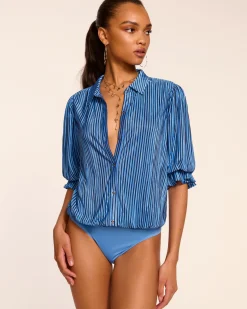 Best Pleated Dina Short Sleeve Bodysuit Tops