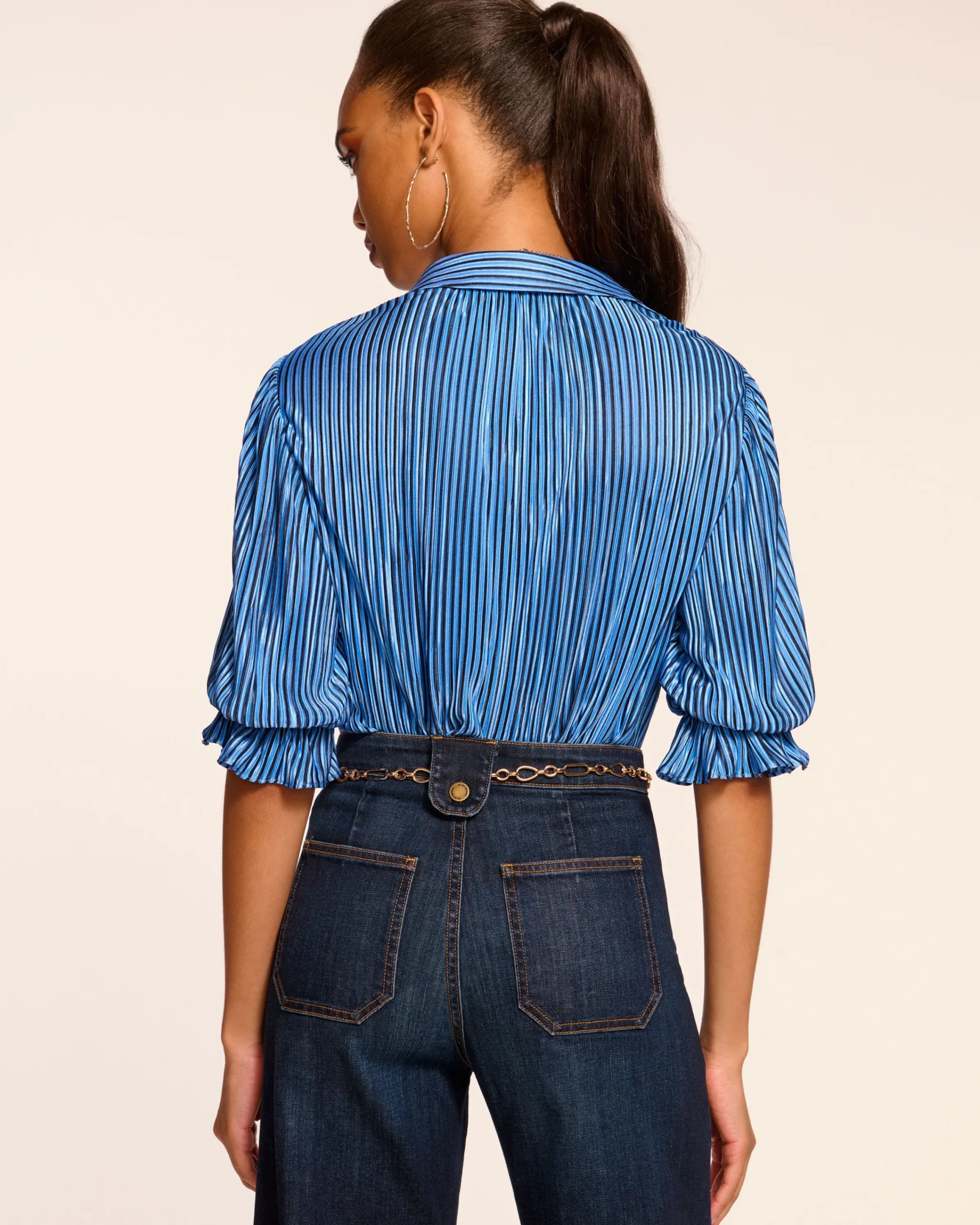 Best Pleated Dina Short Sleeve Bodysuit Tops