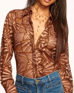 Outlet Priscilla Lace Button Down Top Tops
