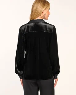 Fashion Ramona Velvet Button Down Top Tops