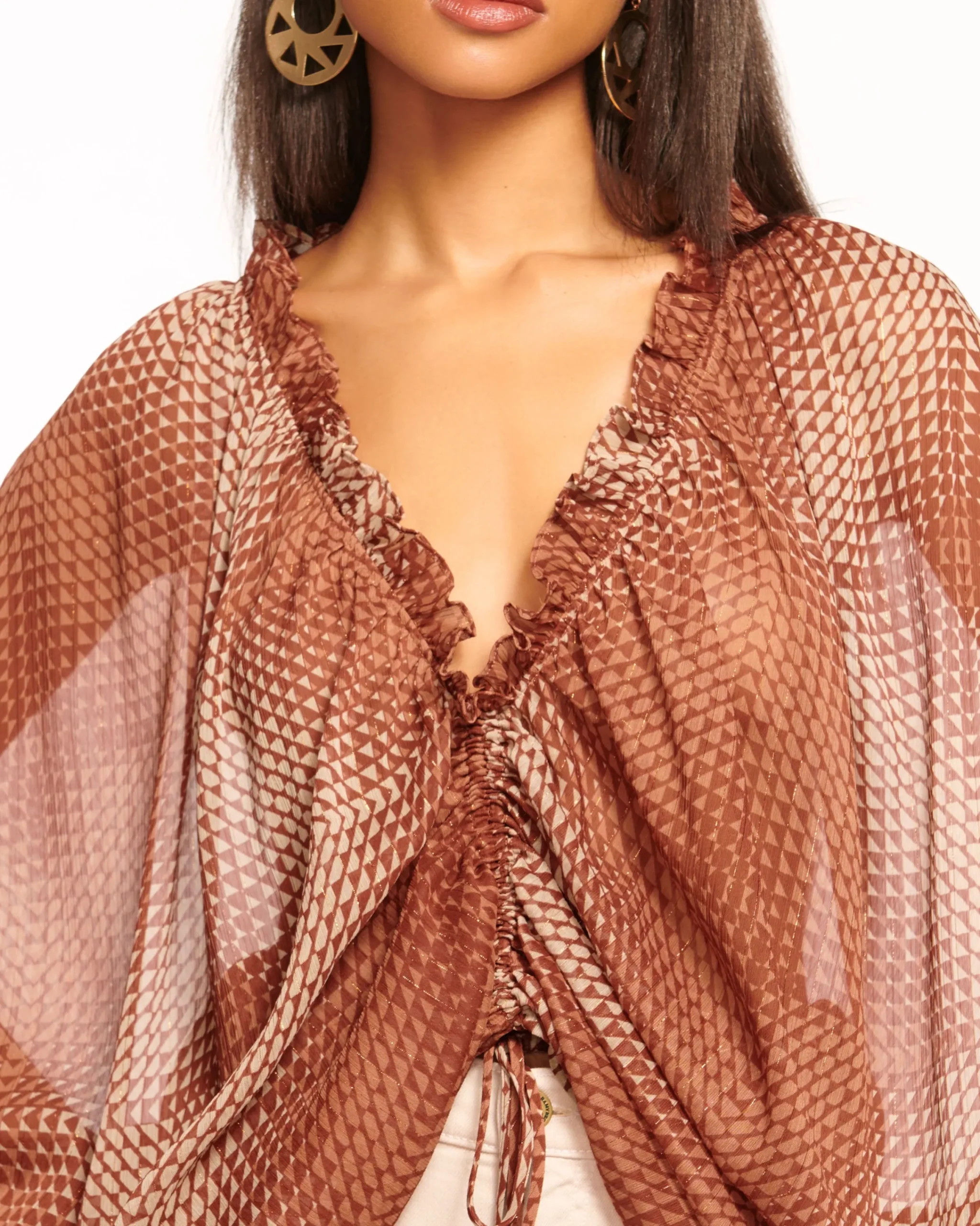 Best Susanna Ruched V-Neck Blouse Tops