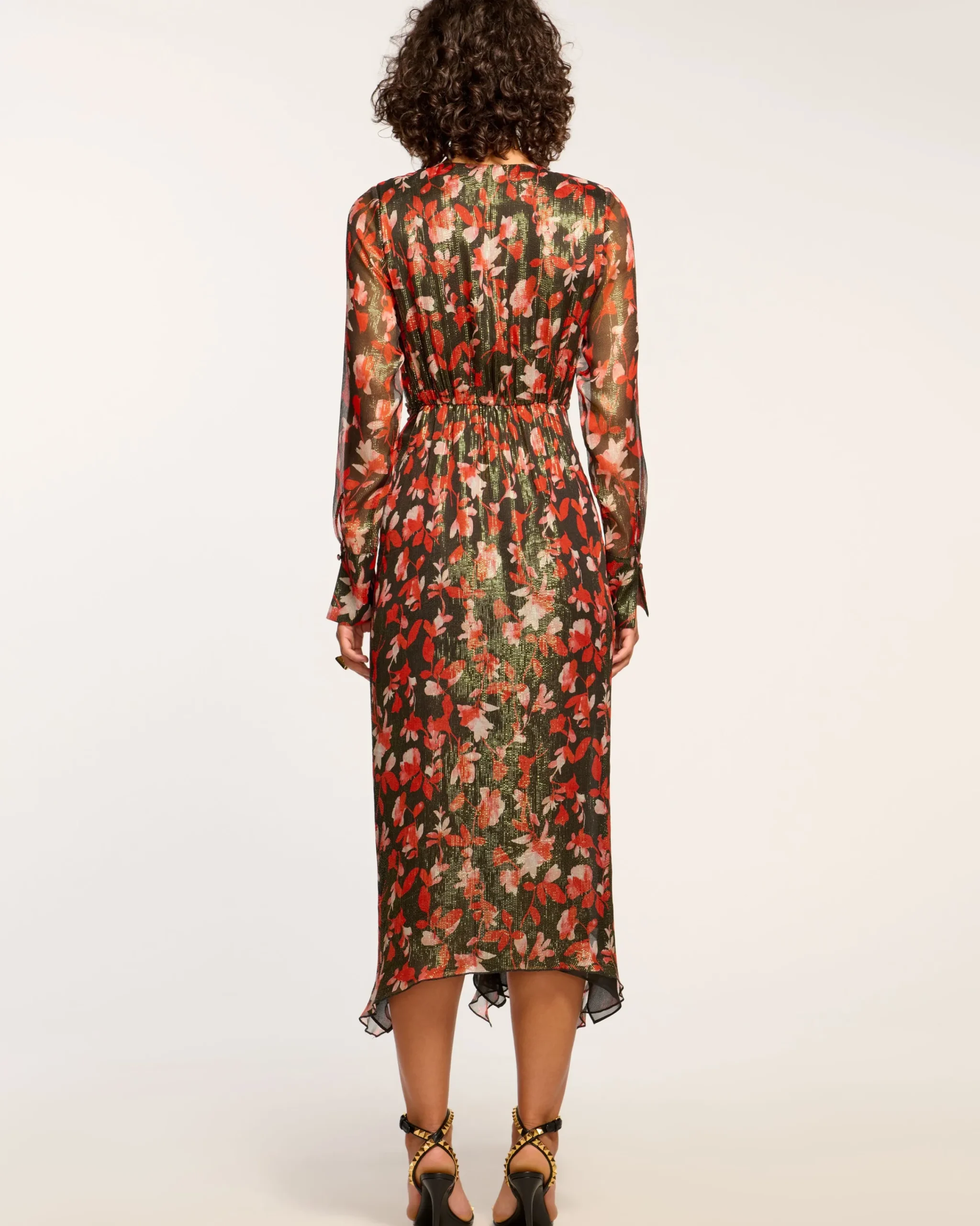 Sale Tatia Plunging Long Sleeve Midi Dress Dresses