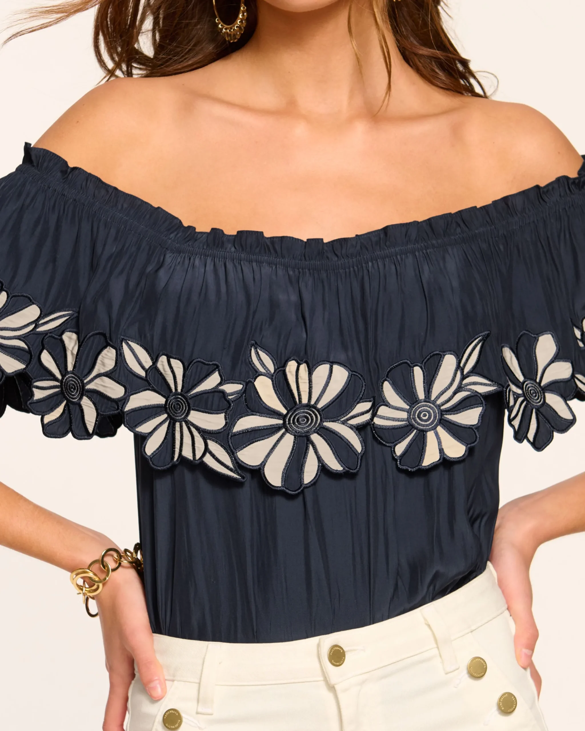 Online Terri Embellished Off-The-Shoulder Top Tops