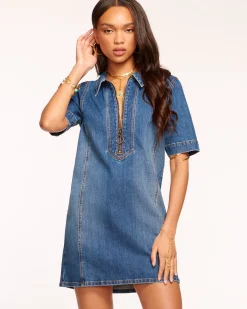 Outlet Tunechi Denim Shirt Dress Dresses | Denim