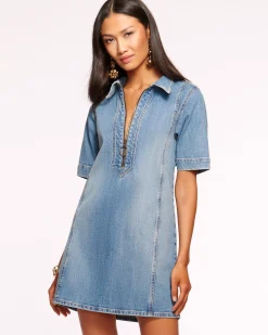 Outlet Tunechi Denim Shirt Dress Dresses | Denim