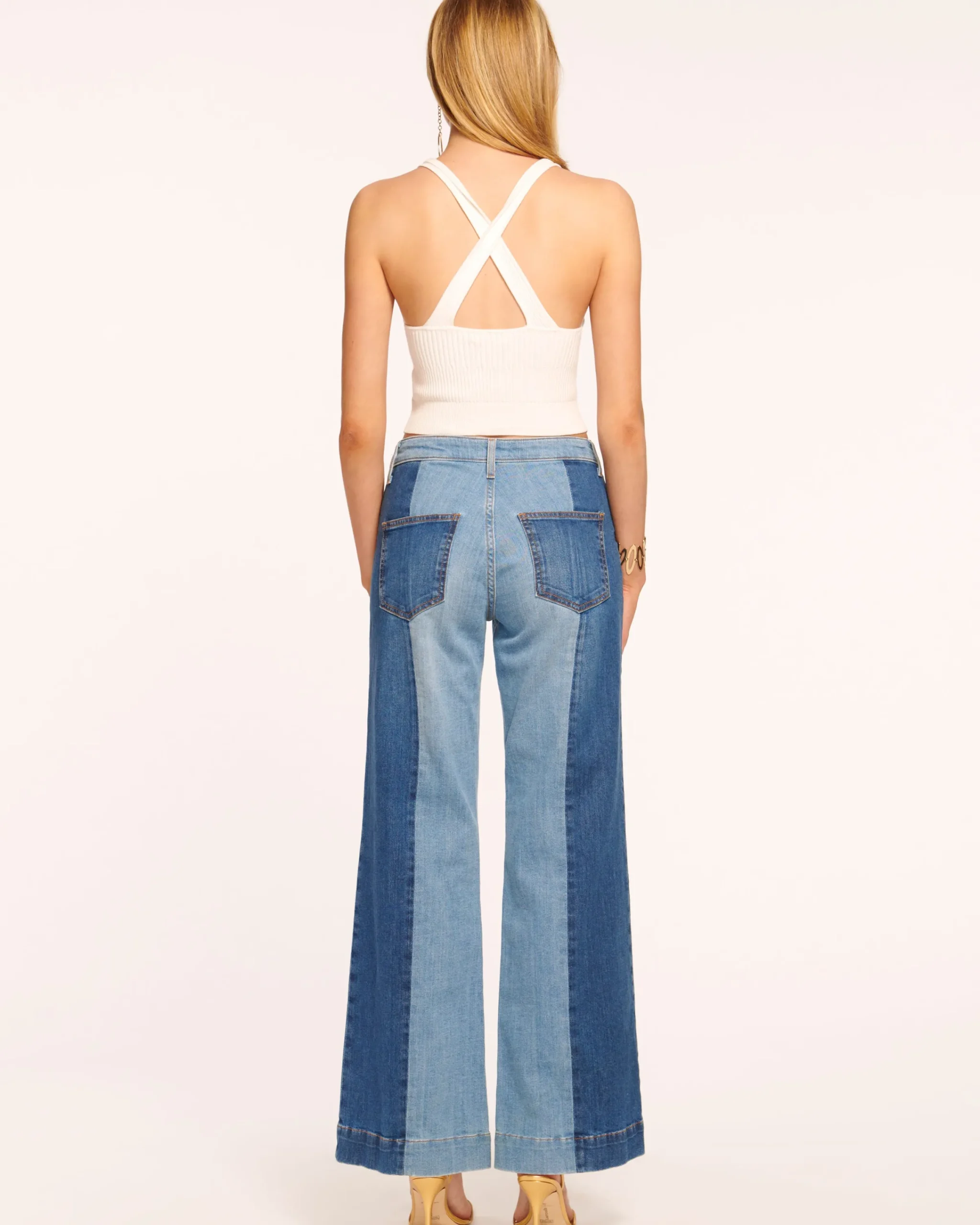 Outlet Vinnie Wide Leg Two-Tone Jean Denim | Bottoms