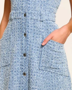 Sale Yesenia Textured Denim Midi Dress Dresses | Denim
